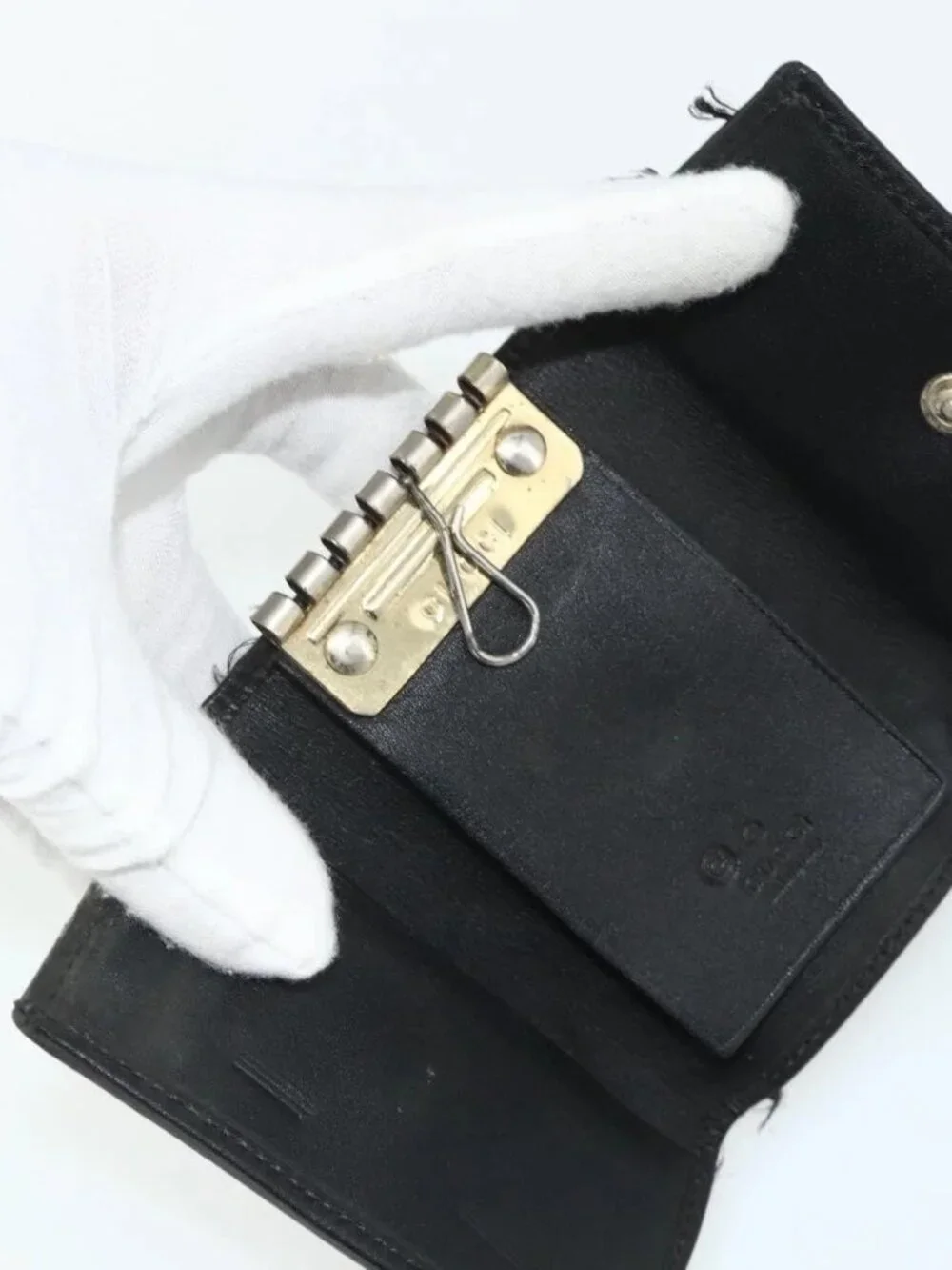 GUCCI GG Canvas Key Case Leather 10 Set Beige Black white Auth